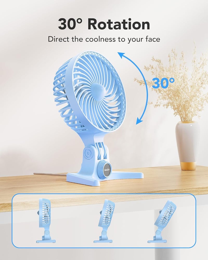 AaoLin USB Small Fan, Desk Fans with CVT Variable Speeds, Strong Cooling Airflow, Quiet Portable, Desktop Mini Personal Fan for Room, Home,Office, Bedroom-USB Powered (Blue) - Image 4